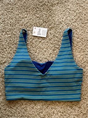 nwt lululemon bend this scoop and square bra a-c cup (yellow and blue stripes)